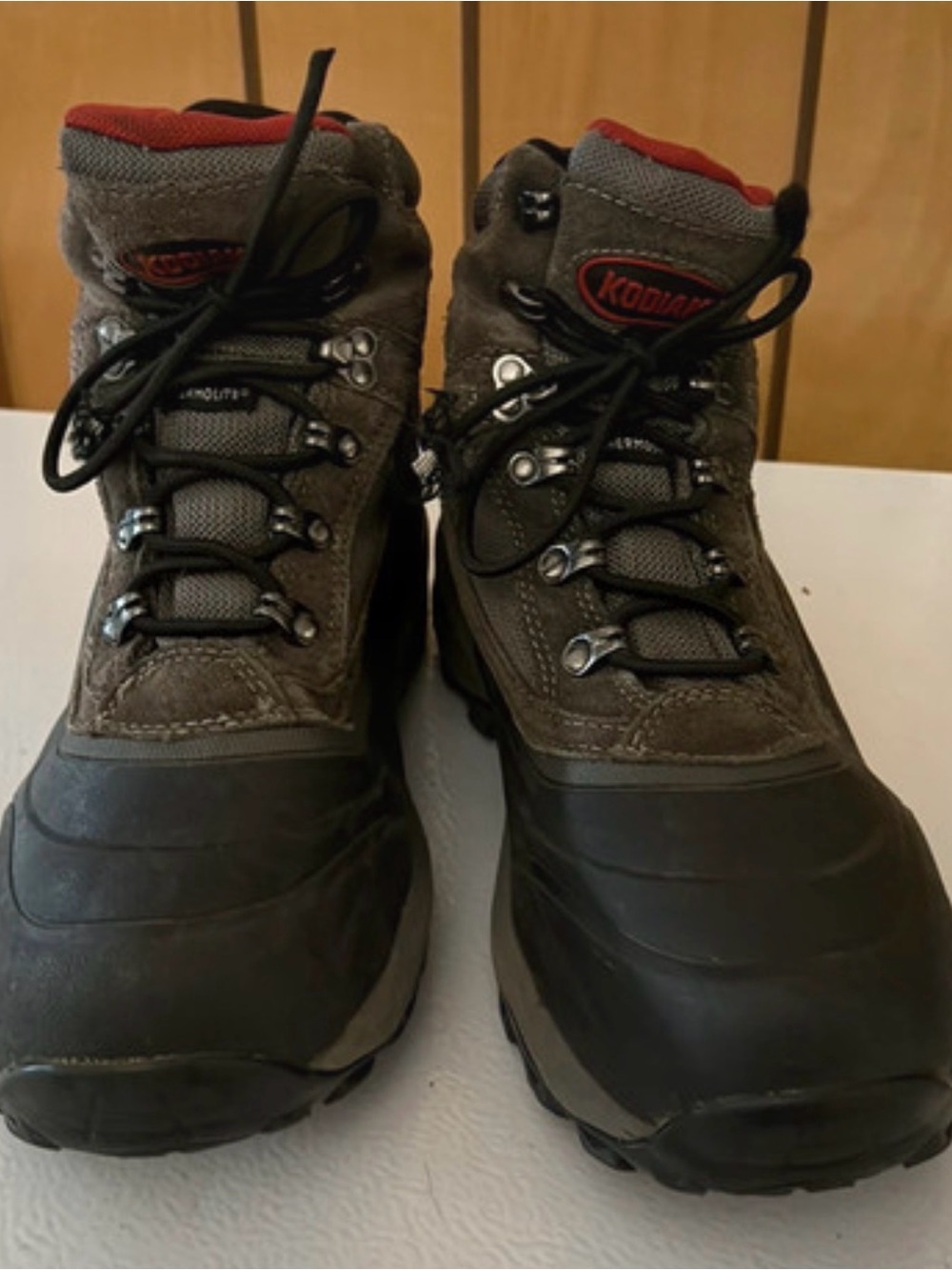 Kodiak Men's Brown and Black Waterproof Hiking Boots with Red Accents